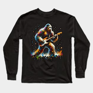 Guitar Sasquatch Bigfoot Rock Music Band Novelty Funny Sasquatch Long Sleeve T-Shirt